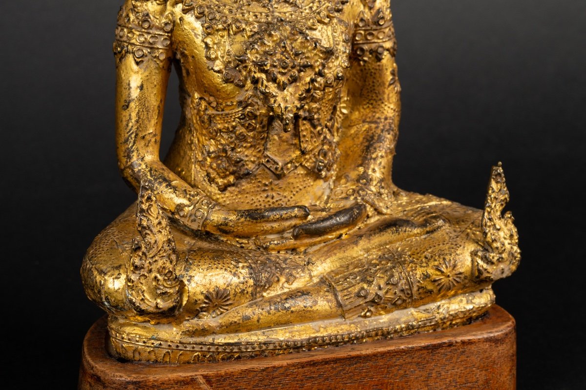  Bouddha Shakyamuni, Bronze Doré, Rattanakosin, Thaïlande, XIXe - XXe Siècle. -photo-3