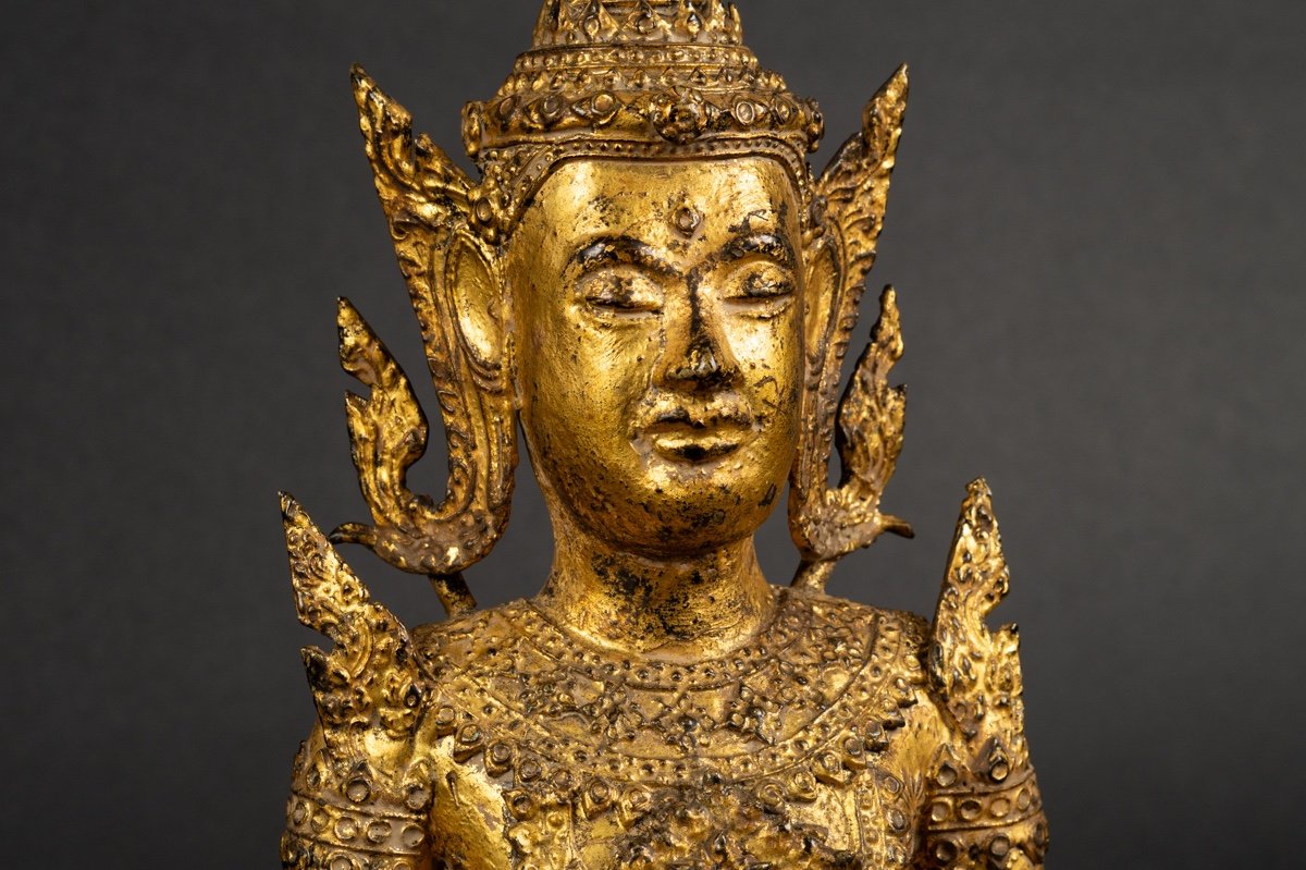  Bouddha Shakyamuni, Bronze Doré, Rattanakosin, Thaïlande, XIXe - XXe Siècle. -photo-4