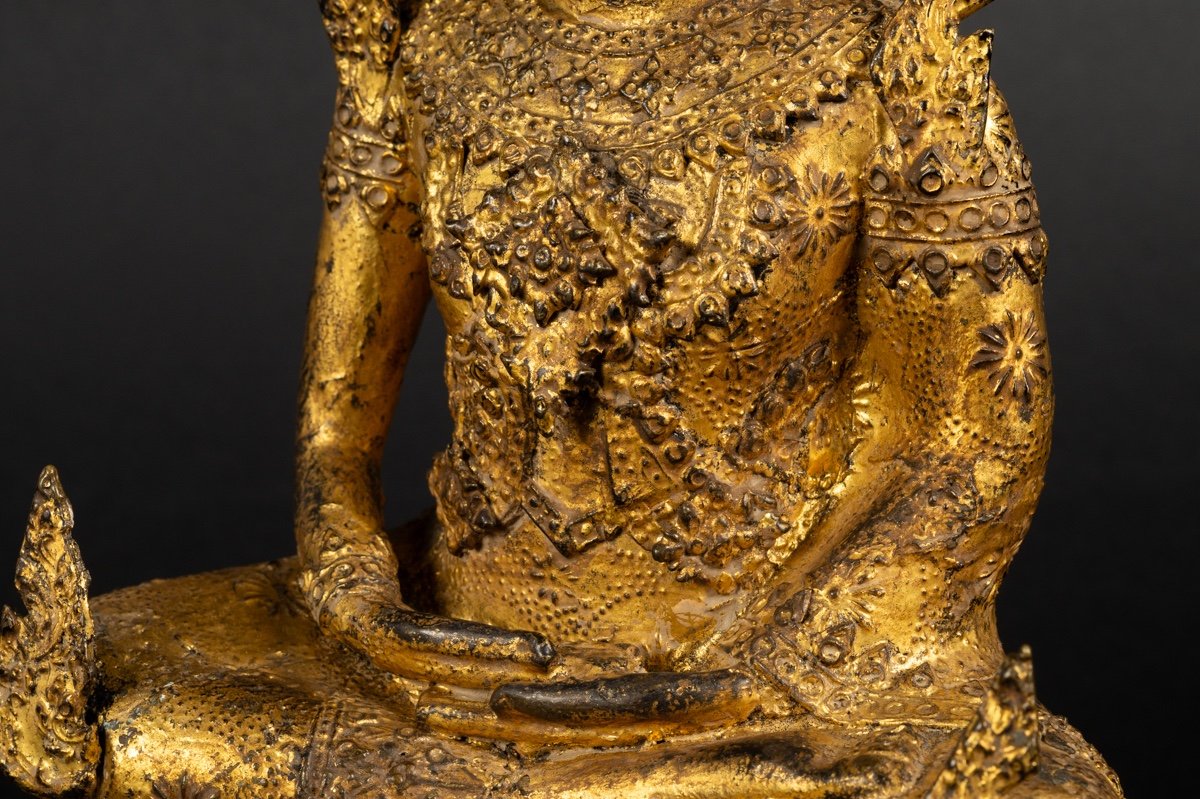  Bouddha Shakyamuni, Bronze Doré, Rattanakosin, Thaïlande, XIXe - XXe Siècle. -photo-6