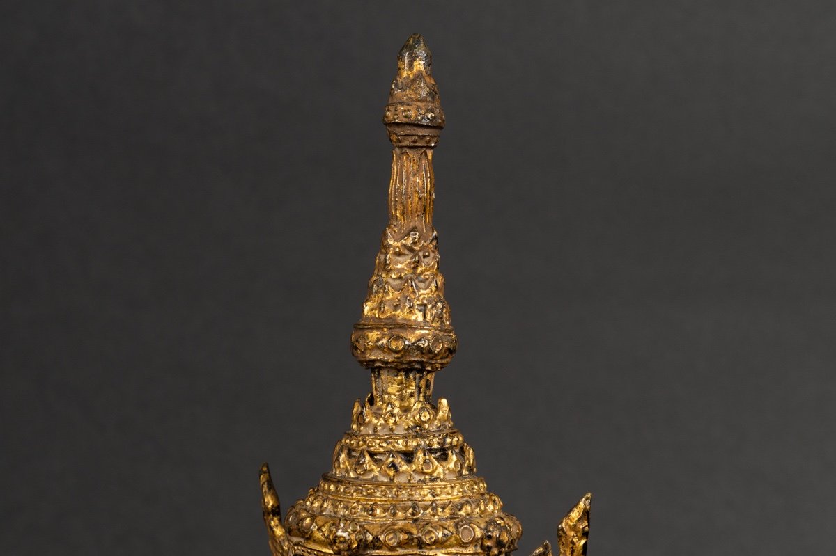  Bouddha Shakyamuni, Bronze Doré, Rattanakosin, Thaïlande, XIXe - XXe Siècle. -photo-7