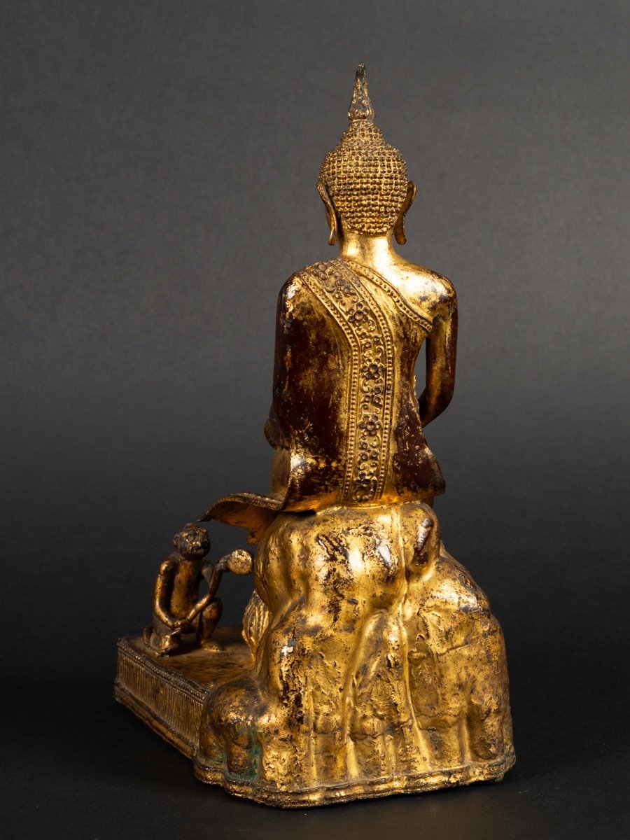 Buddha With Animals, Gilt Bronze, Rattanakosin, Thailand, 19th Century.  -photo-4