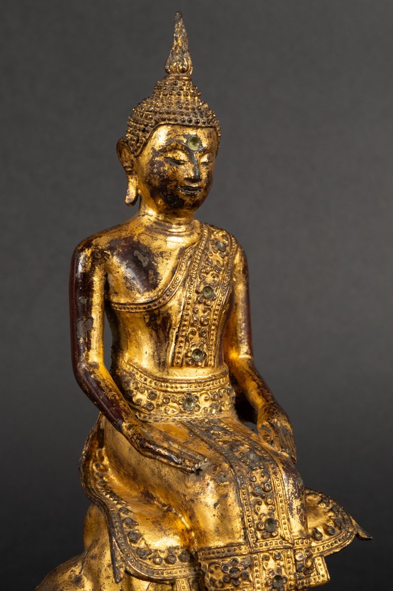 Buddha With Animals, Gilt Bronze, Rattanakosin, Thailand, 19th Century.  -photo-2