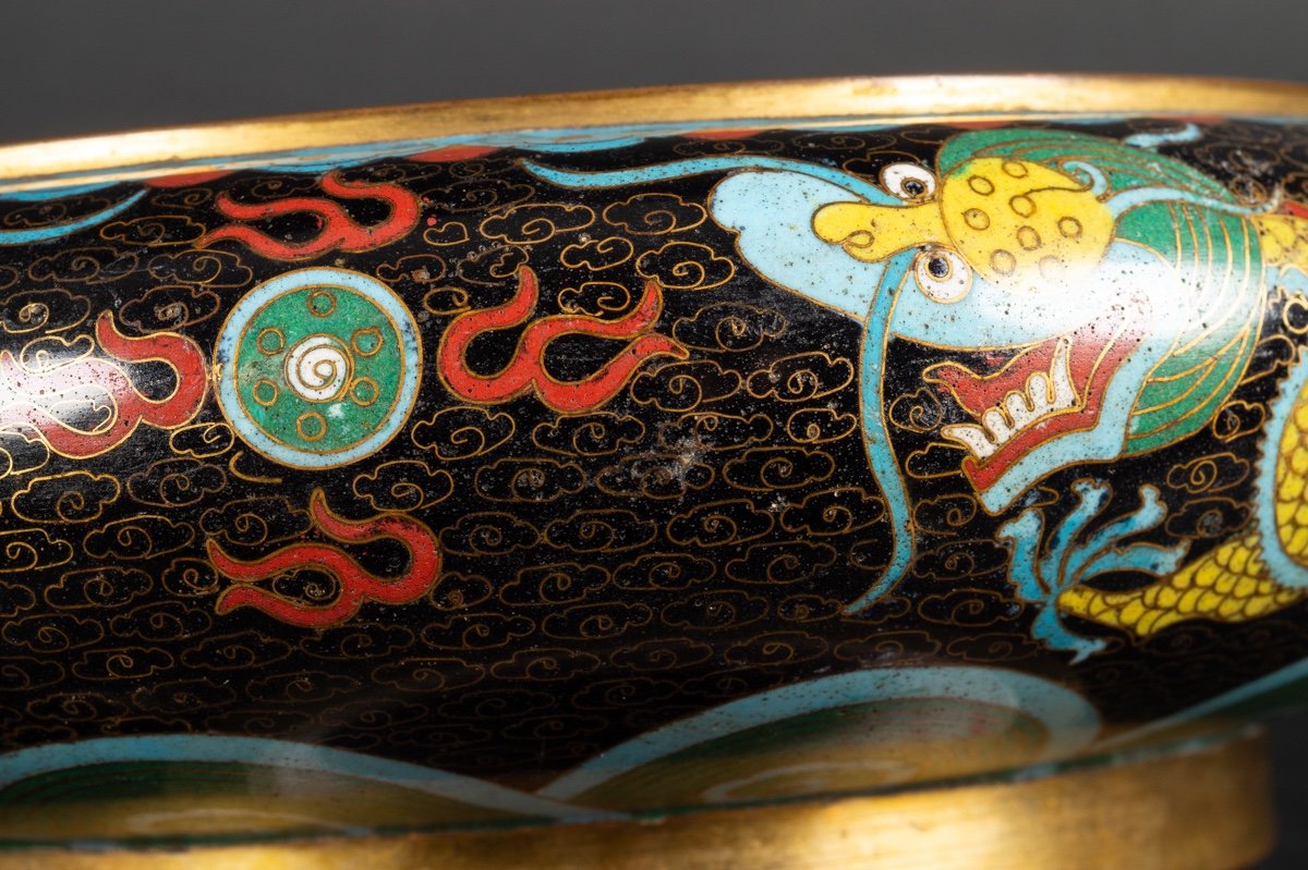 Coupe Cloisonnée Avec Dragons, Sig. Zhengde, Chine, Années 1920/30. -photo-7