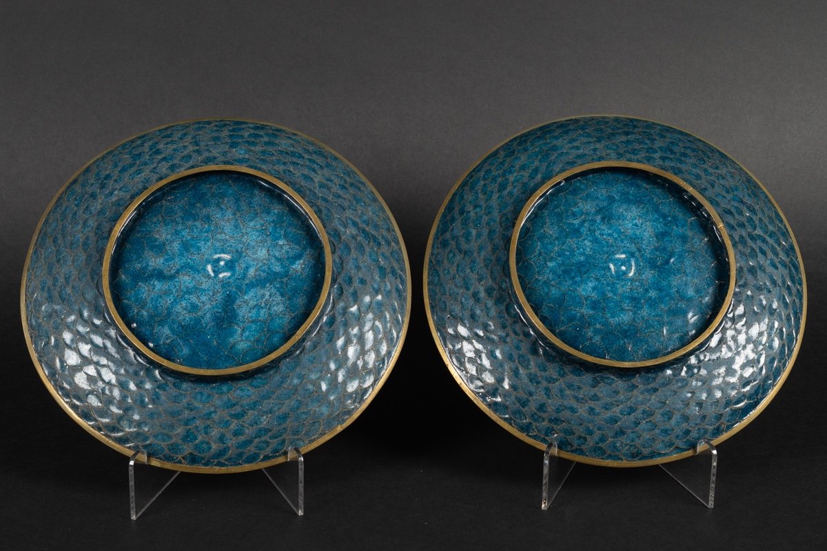 Pair Of Cloisonné Plates, Japan, Meiji/taisho Era, Early 20th Century.-photo-7