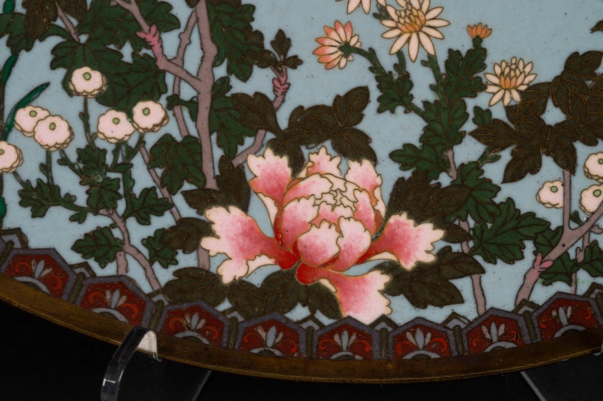 Plat à Grues, Cloisonné, Japon, ère Meiji (1868-1912).  -photo-6