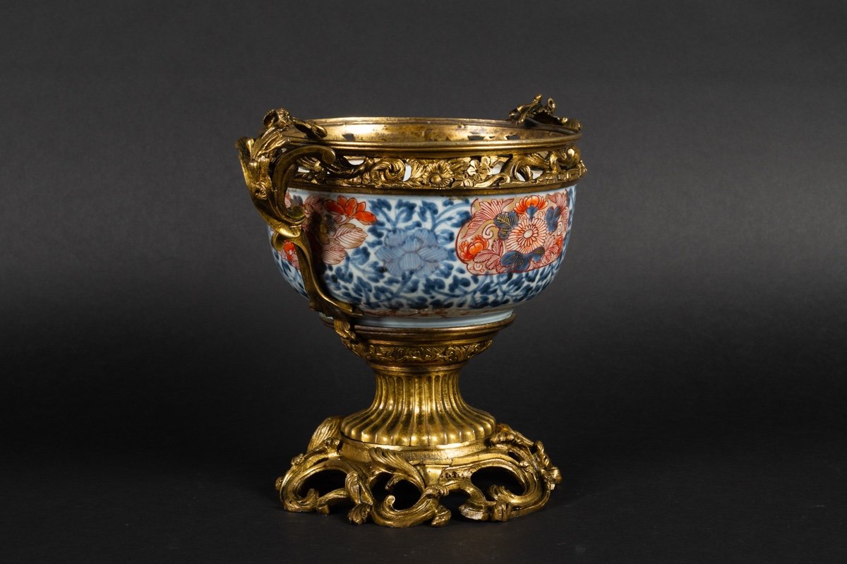 Coupe Avec Monture En Bronze Doré, Imari - Arita, Japon, XVIIIe Siècle.  -photo-2