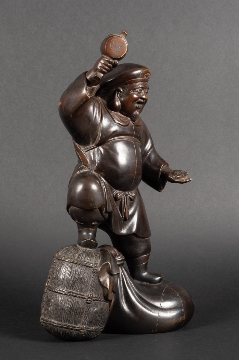 Daikoku, Bronze, Signed, Japan, Meiji / Taisho Period, Early 20th Century. -photo-2