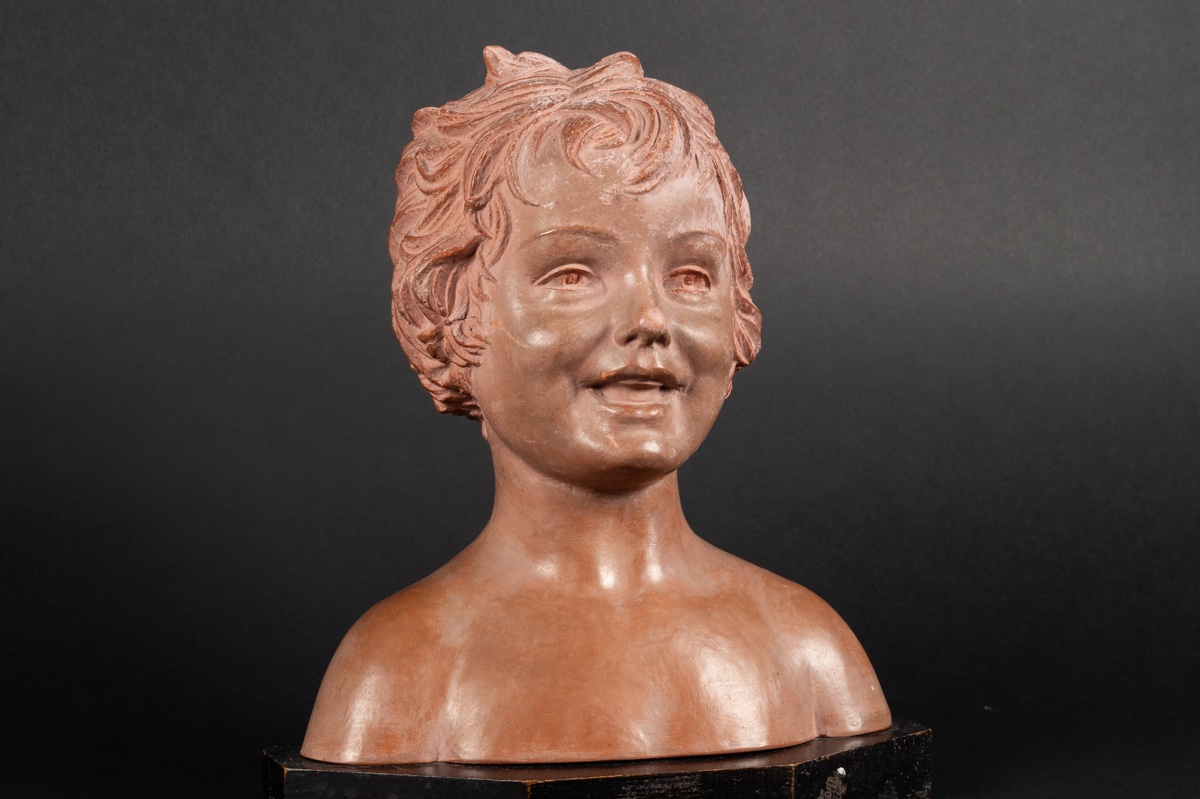 Bust Of A Child, D. H. Chiparus, Terracotta, Art Deco, France, 1920s/30s. -photo-1