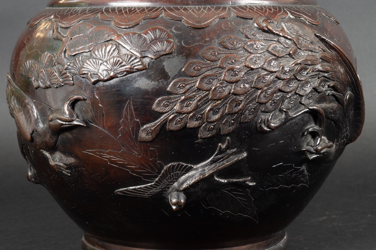 Grand Cache-pot, Bronze, Japon, ère Meiji (1868-1912). -photo-2