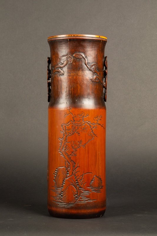 Chinese Bamboo Brush Pot, Qing Dynasty, 18th / 19th Century.-photo-3