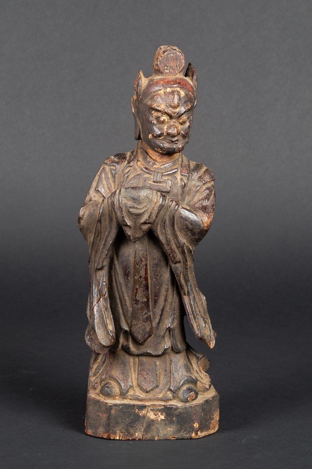 Sage Chinoise, Bois Polychrome, Chine, Qing, XVIIIe Siècle.  