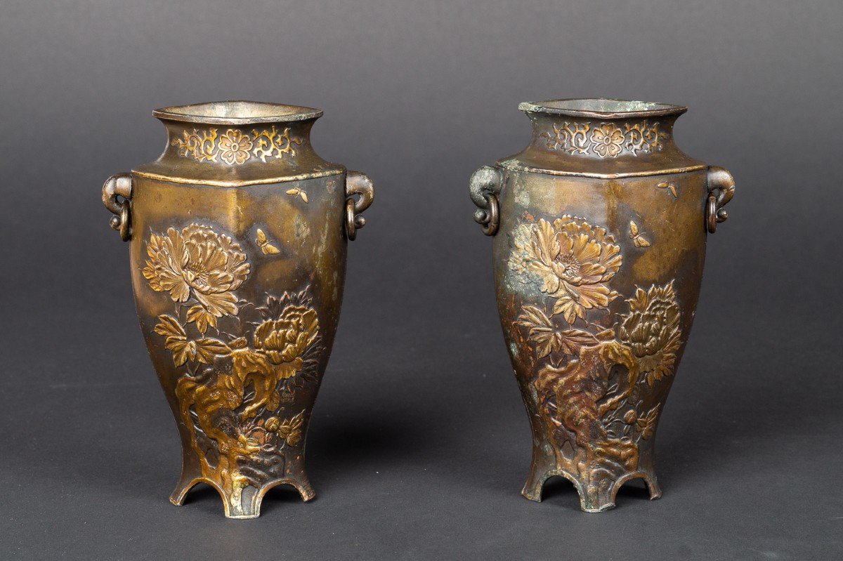 Paire De Vases Avec Perroquets, Japon, ère Meji (1868-1912) -photo-3