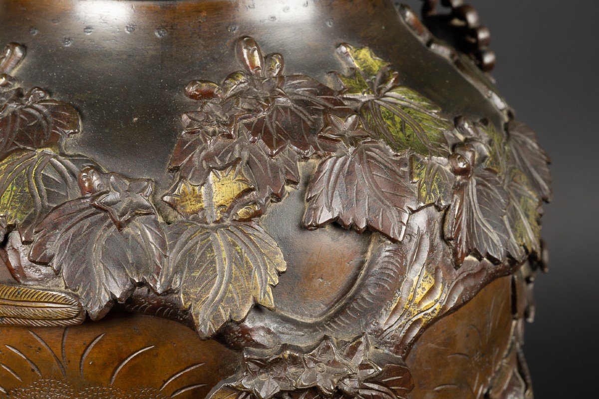 Grand Vase Avec Dragon Et Phénix, ère Meiji Japon 19e Siècle -photo-6