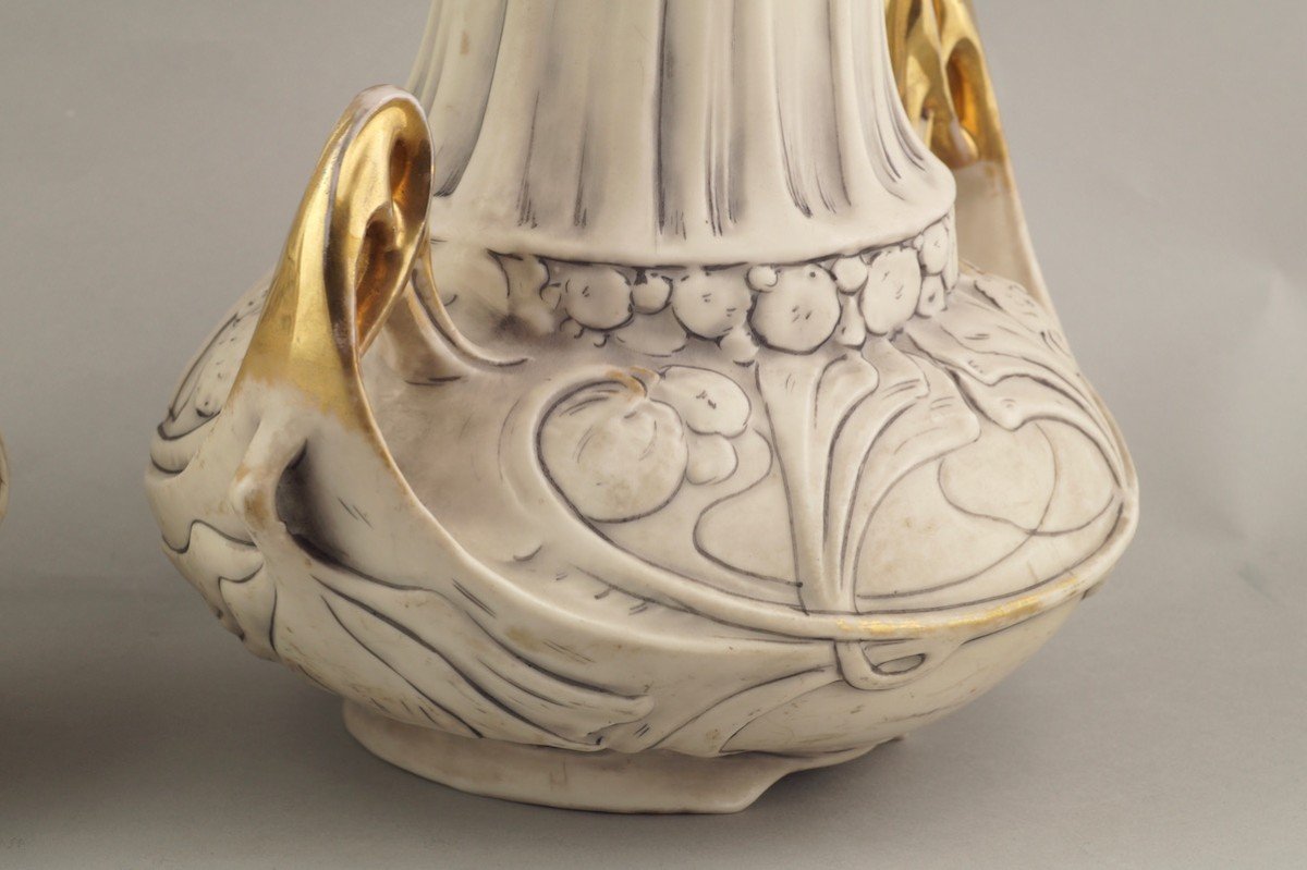 Paire De Vases, Royal Dux, Art Nouveau, France, Ca. 1900  -photo-1