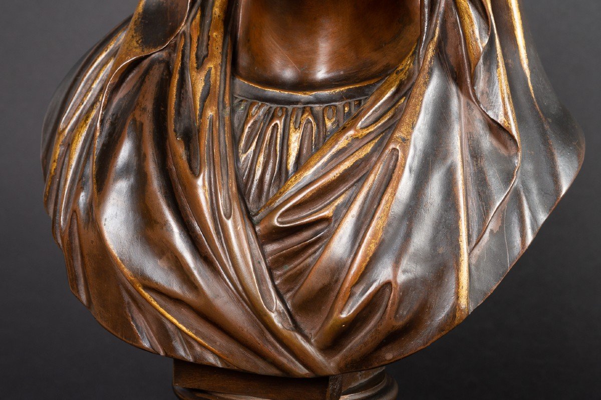 Bust Of The Virgin, "roma", Société Des Bronzes De Paris, Late 19th Century-photo-5