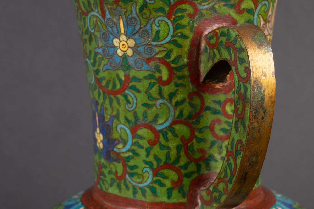 Vase Cloisonné Avec Phénix (fenghuang), Chine, Dynastie Qing, XVIIIe / XIXe Siècle. -photo-4