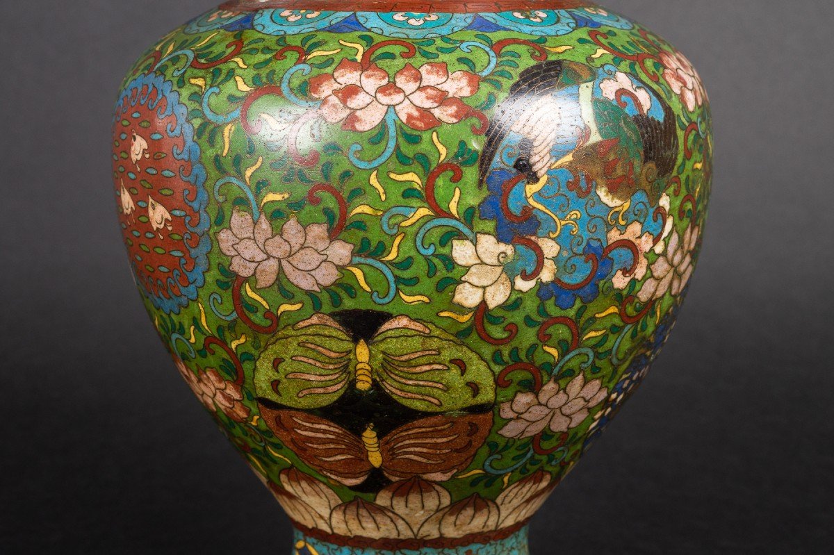 Vase Cloisonné Avec Phénix (fenghuang), Chine, Dynastie Qing, XVIIIe / XIXe Siècle. -photo-6