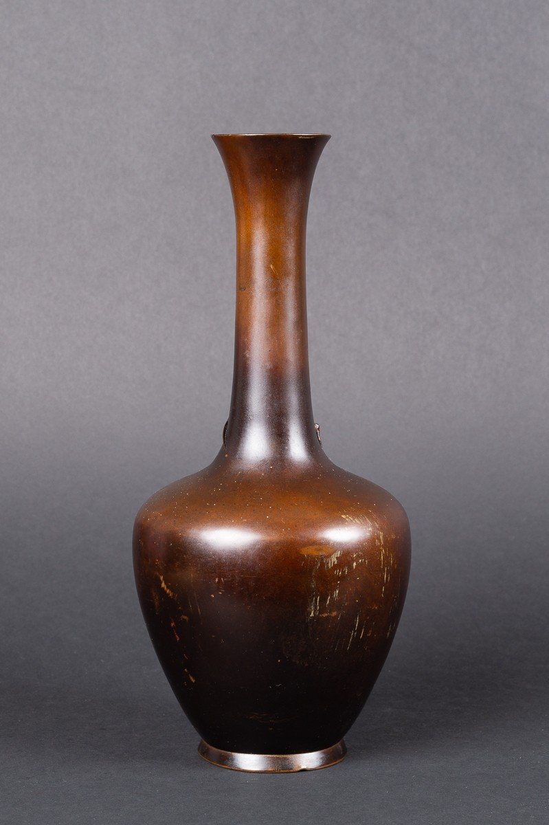 Vase Avec Sauterelle, Bronze, Japon, ère Meiji (1868-1912)-photo-1