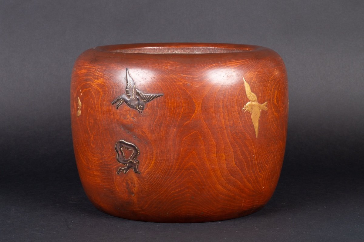 Hibachi In Lacquered Wood Keyaki (elm), Japan, Early. Twentieth Century-photo-4