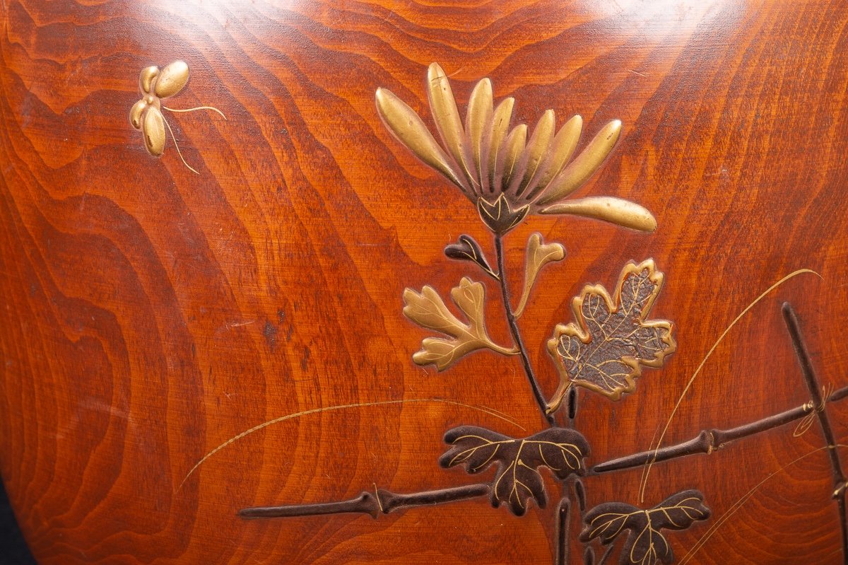 Hibachi In Lacquered Wood Keyaki (elm), Japan, Early. Twentieth Century-photo-4