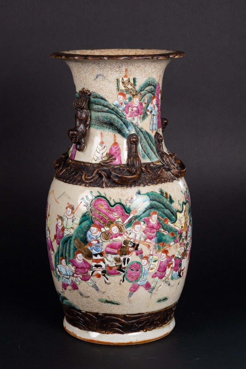 Vase With Warriors, China, Nanjing, Qing Dynasty, Late 19th Century.-photo-2