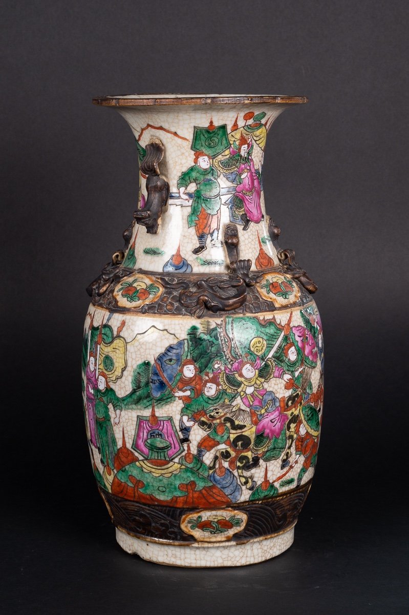 Vase Avec Guerriers, Chine, Nankin, Dynastie Qing, Fin Du XIXe Siècle. -photo-2