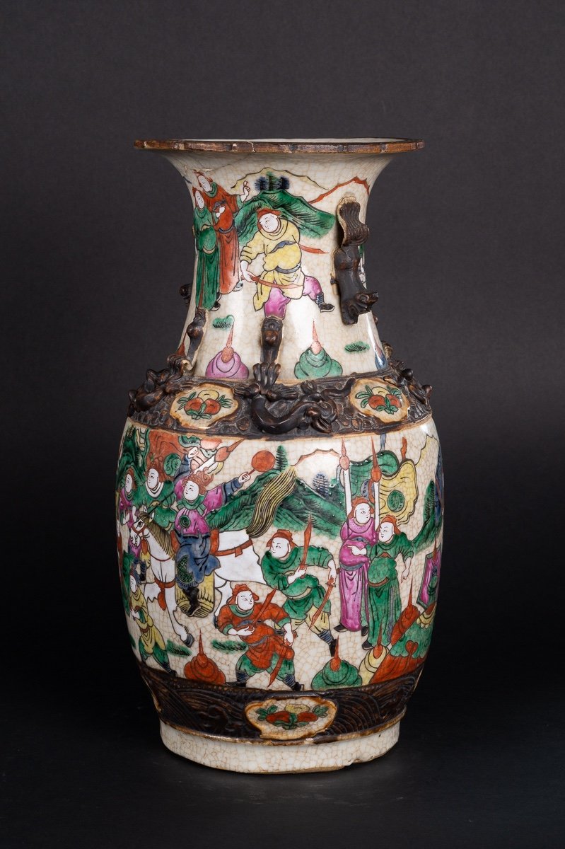 Vase Avec Guerriers, Chine, Nankin, Dynastie Qing, Fin Du XIXe Siècle. -photo-3