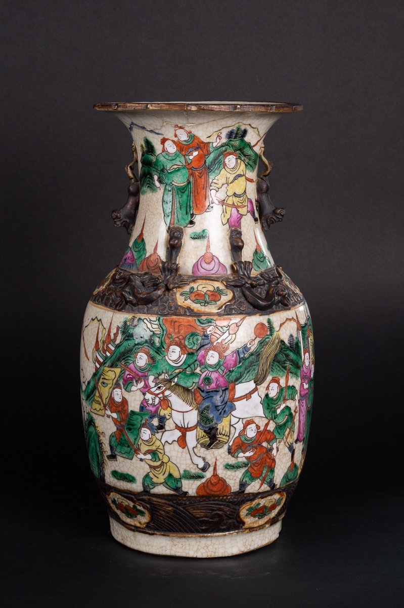 Vase Avec Guerriers, Chine, Nankin, Dynastie Qing, Fin Du XIXe Siècle. -photo-4