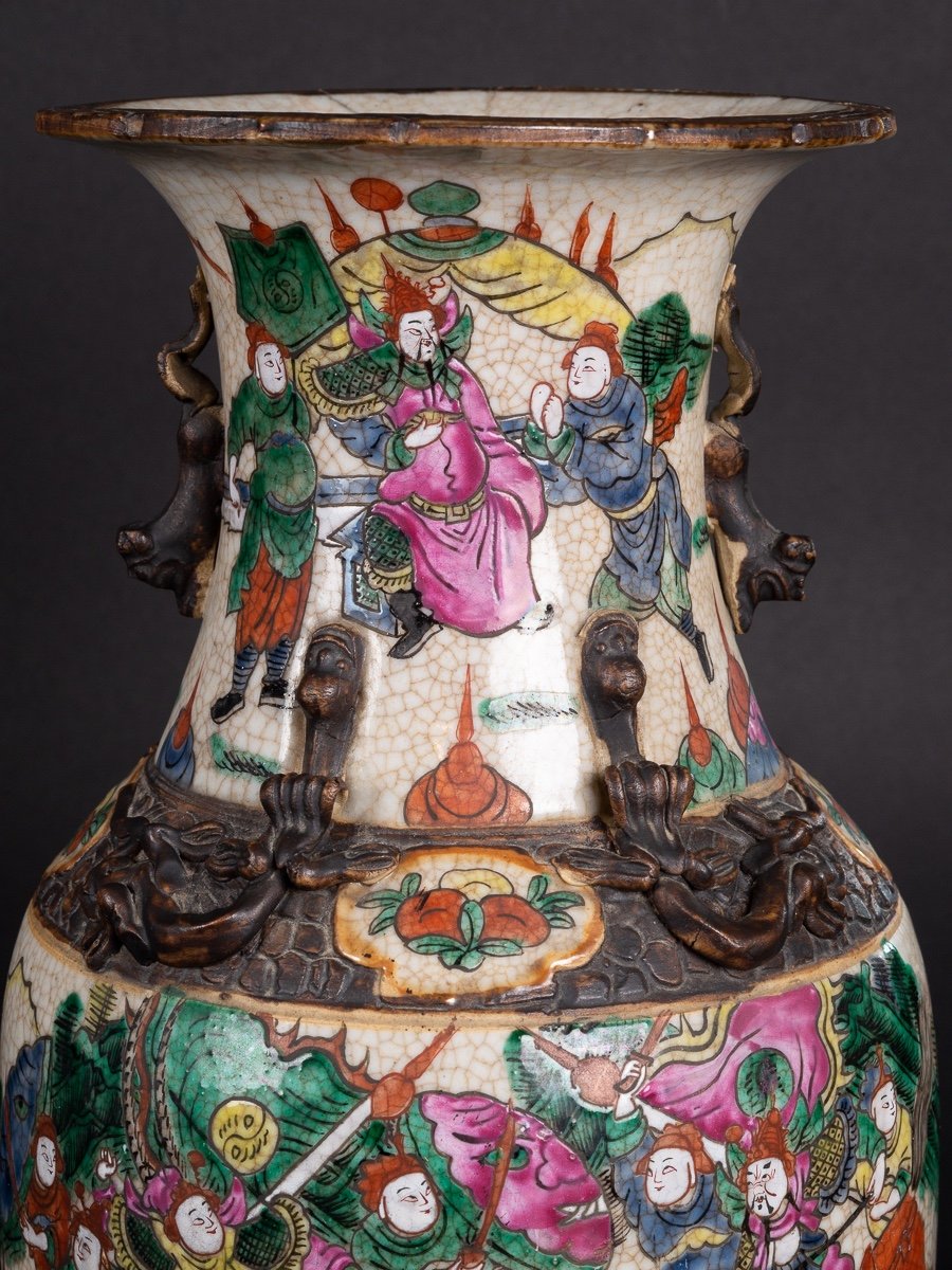 Vase Avec Guerriers, Chine, Nankin, Dynastie Qing, Fin Du XIXe Siècle. -photo-1