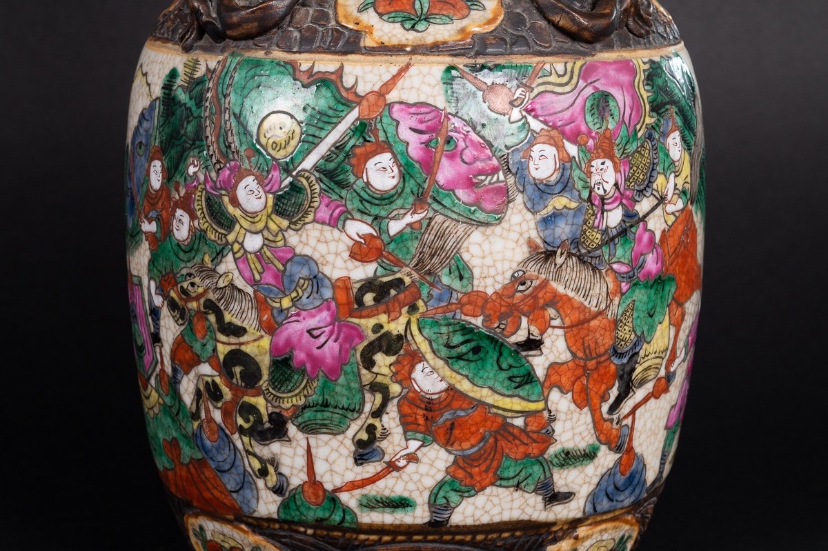 Vase Avec Guerriers, Chine, Nankin, Dynastie Qing, Fin Du XIXe Siècle. -photo-2