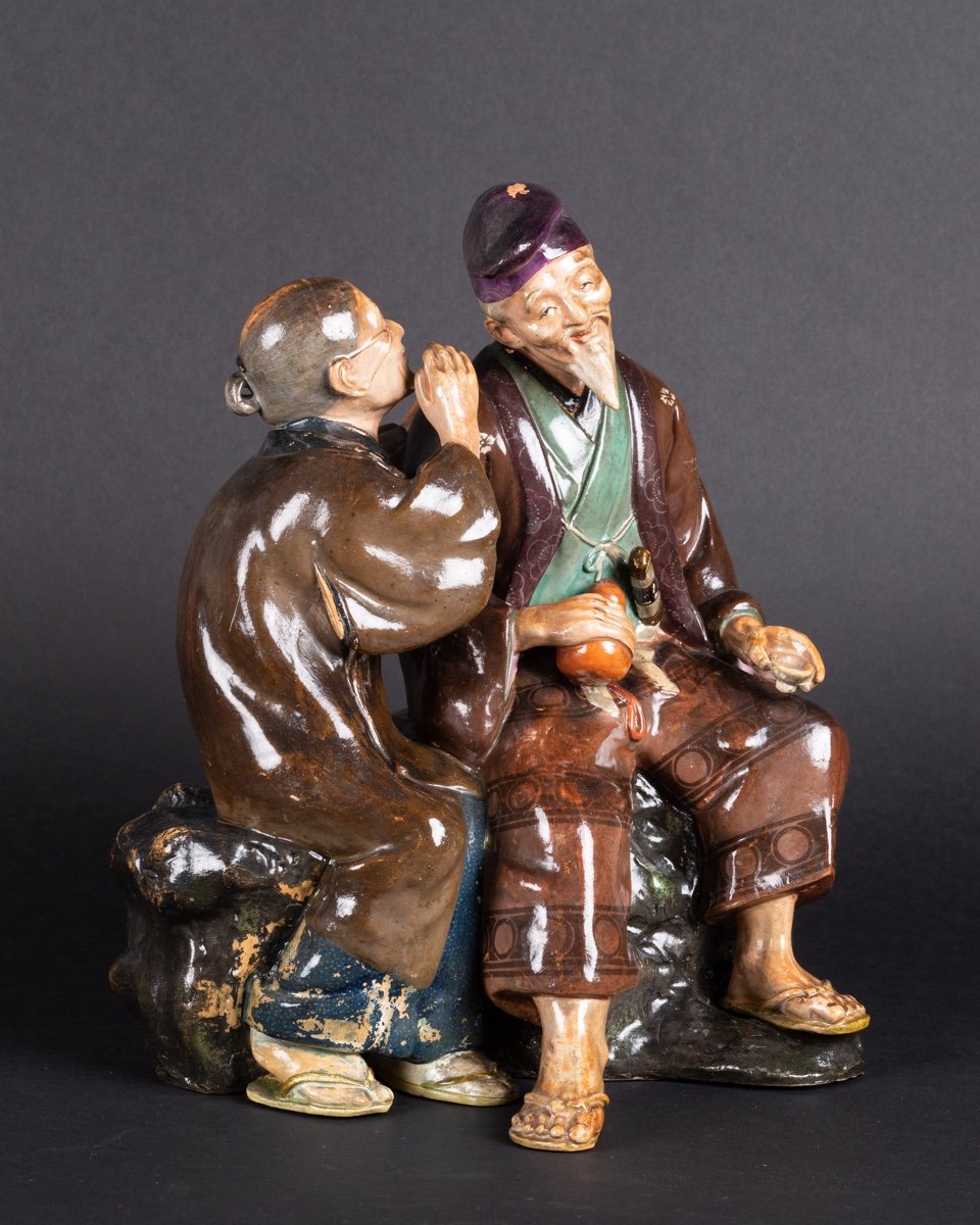 Japanese Couple, Ceramic, Japan, Early 20th Century.  -photo-3