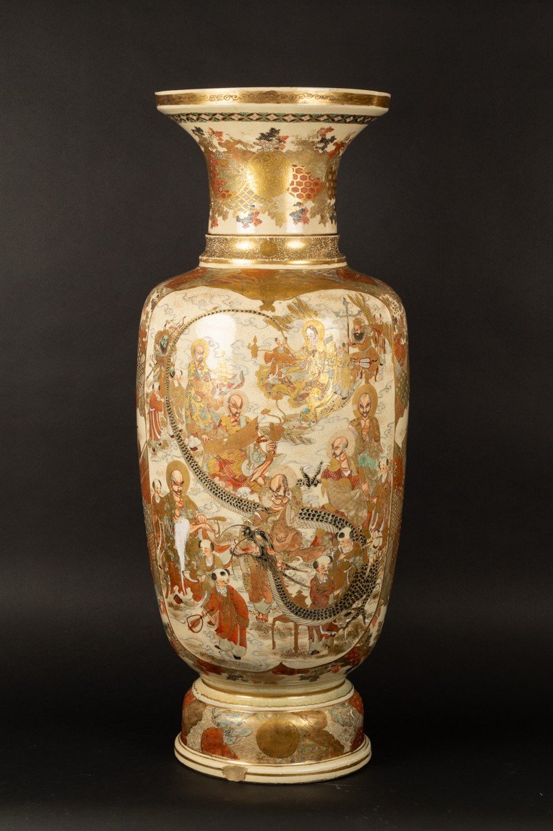 Grand Vase à Figures, 90 Cm, Satsuma, Japon, ère Meiji (1868-1912)-photo-2