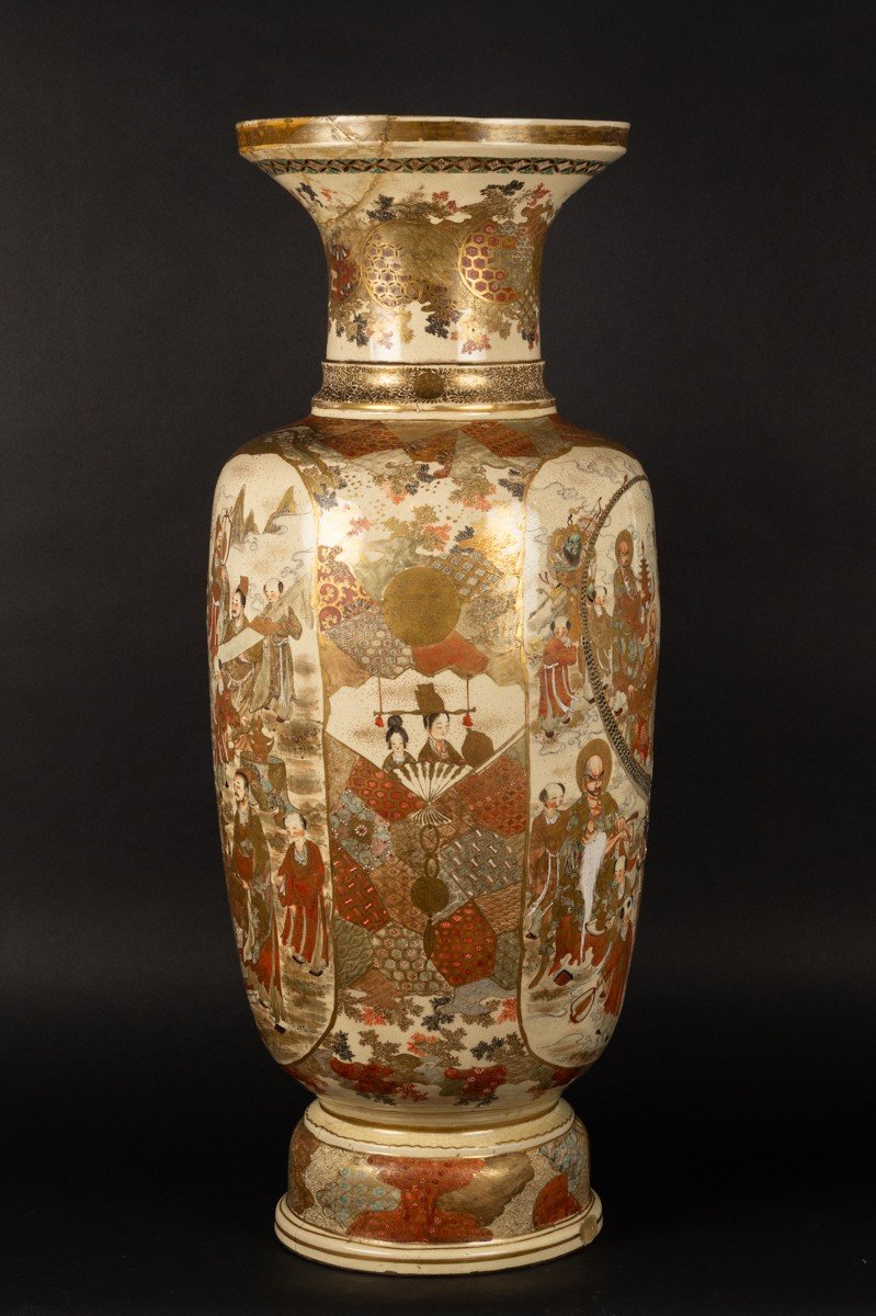 Grand Vase à Figures, 90 Cm, Satsuma, Japon, ère Meiji (1868-1912)-photo-3