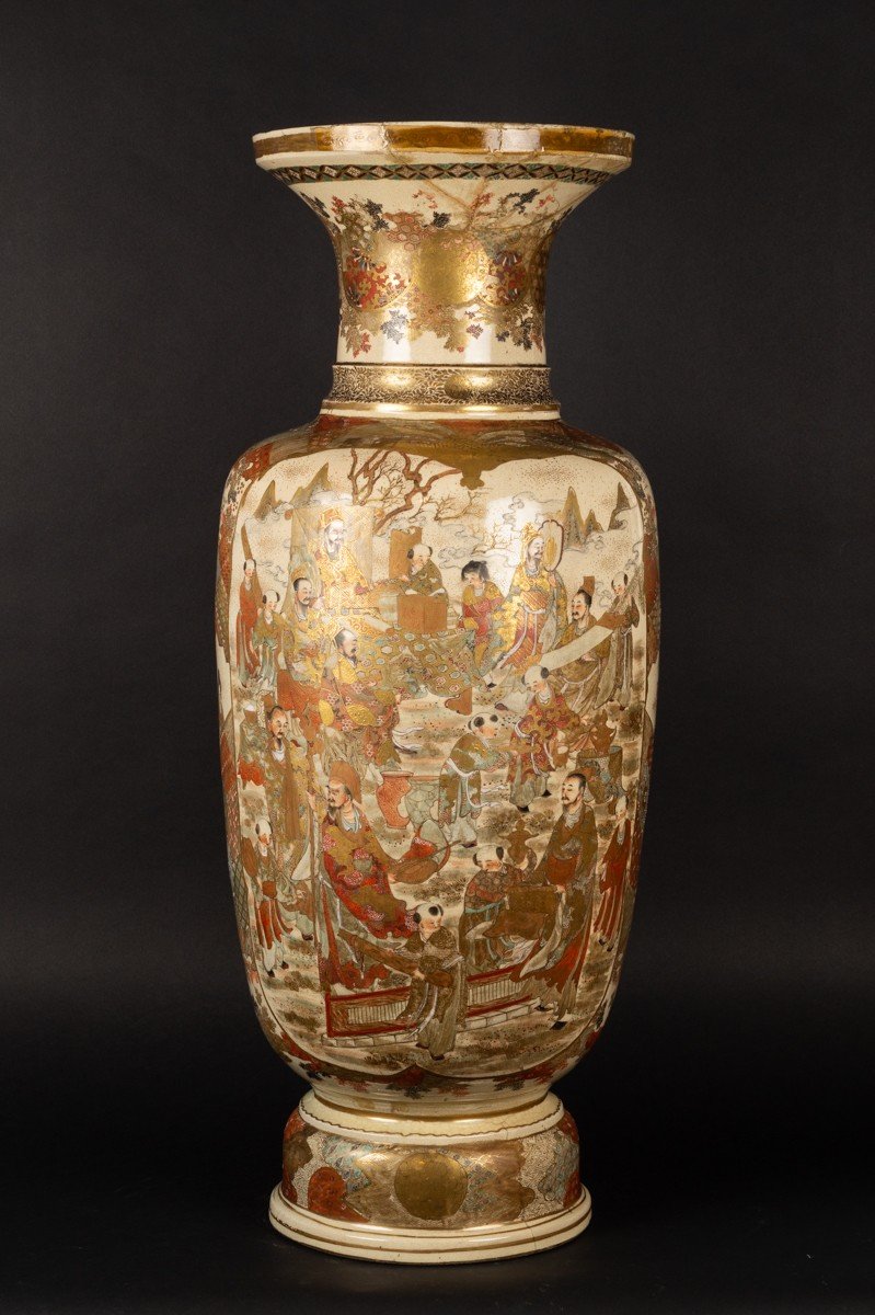 Grand Vase à Figures, 90 Cm, Satsuma, Japon, ère Meiji (1868-1912)-photo-4