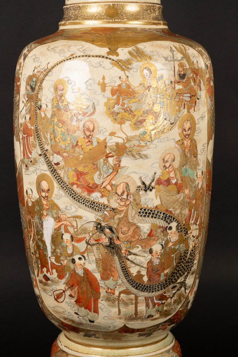 Grand Vase à Figures, 90 Cm, Satsuma, Japon, ère Meiji (1868-1912)-photo-2