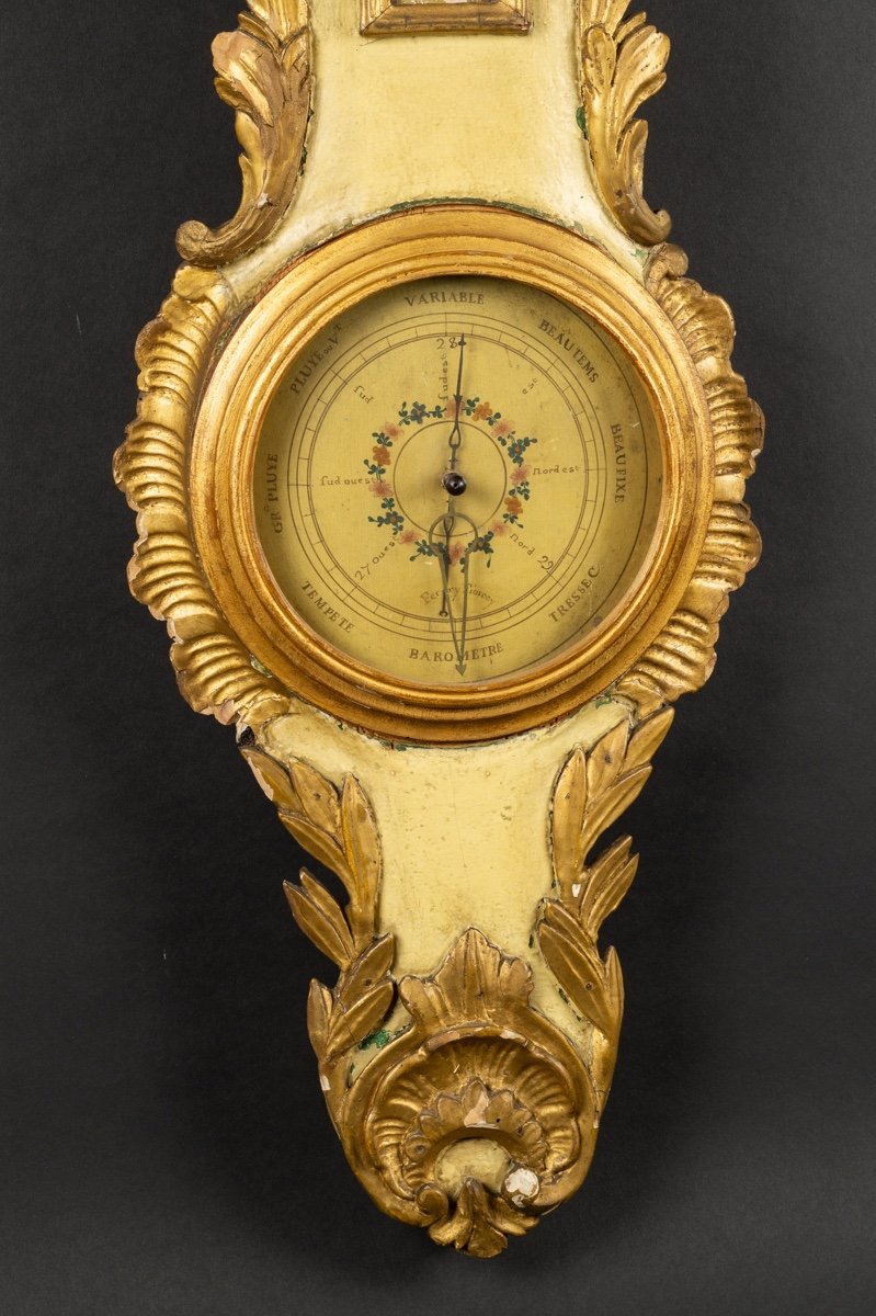 Barometer - Golden Thermometer, Transition Louis XV - Louis XVI, France, Circa 1770-photo-2