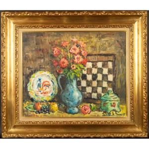 Still Life, Oil On Canvas, Expressionism, France, 1st Half Of The 20th Century, Signed.