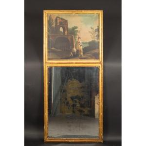 Trumeau - Mirror, Golden Wood, Louis XVI, France, End Of The Eighteenth Century.