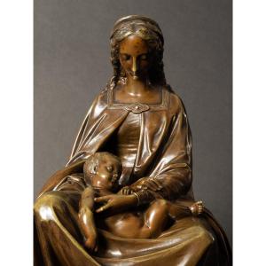 Virgin And Child, Jean-jules Salmson (1823 - 1902), Bronze, France, XIXth Century