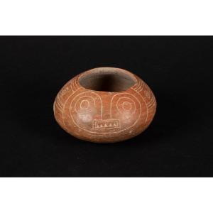 Masked Vase, Chorrera Culture (1300 - 300 Bc), Ecuador, Pre-columbian Ceramics. 