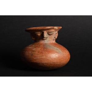 Face Vase, Chorrera Culture (1300 - 300 Bc), Ecuador, Pre-columbian Ceramics.   