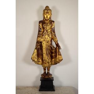 Mandalay Buddha, Gilded Wood, Burma, Early 20th Century.