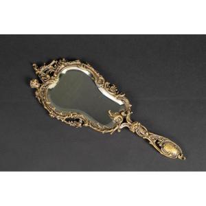 Hand Held Mirror, Bronze, 2nd Half 19th Century.  