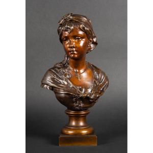 Bust Of A Young Girl, Louis-emile Cana (1845 - 1895), France, 19th Century.  