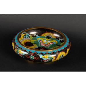 Coupe Cloisonnée Avec Dragons, Sig. Zhengde, Chine, Années 1920/30. 