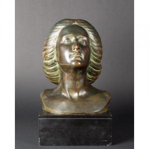 Bust Of Woman, Bronze, Léon Morice (1868-?), Alexis Rudier Founder