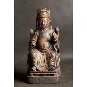 Chinese Sage, Polychrome Wood, Qing Dynasty, 17th / 18th Century