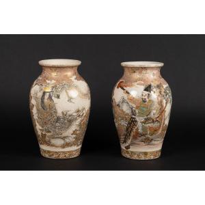 Paire De Vases, Satsuma, Japon, ère Meiji (1868-1912)  