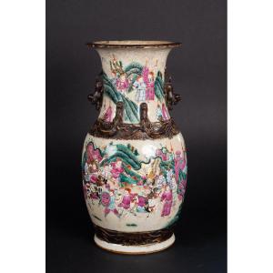 Vase With Warriors, China, Nanjing, Qing Dynasty, Late 19th Century.