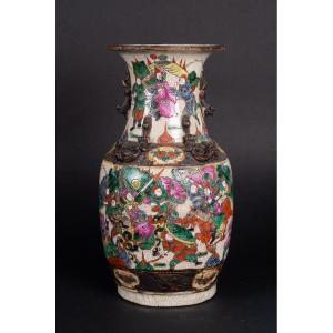 Vase With Warriors, China, Nanjing, Qing Dynasty, Late 19th Century. 